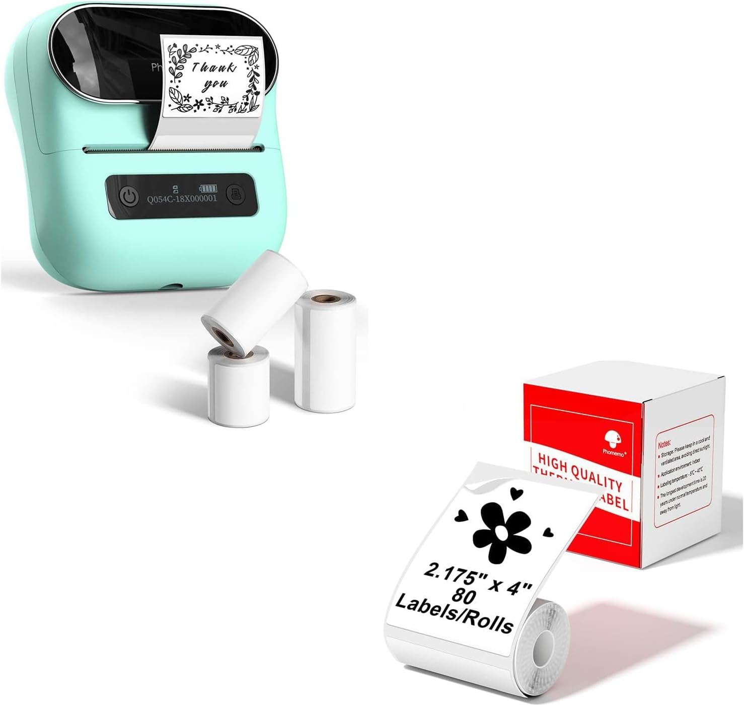 Phomemo M220 Label Maker & 4 Roll Label, 3.14 Inch Bluetooth Thermal Label Printer for Barcode, Address, Labeling, Mailing, File Folder Label, Easy to Use, Support Smartphone, Tablet&PC