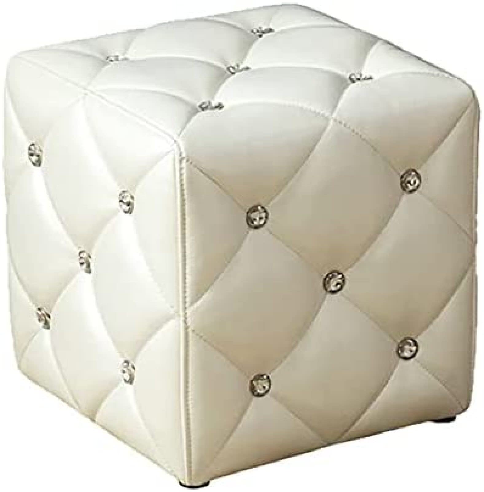 Repose-Pieds Moderne Blanc Petit pouf cube pour salon et chambre adulte