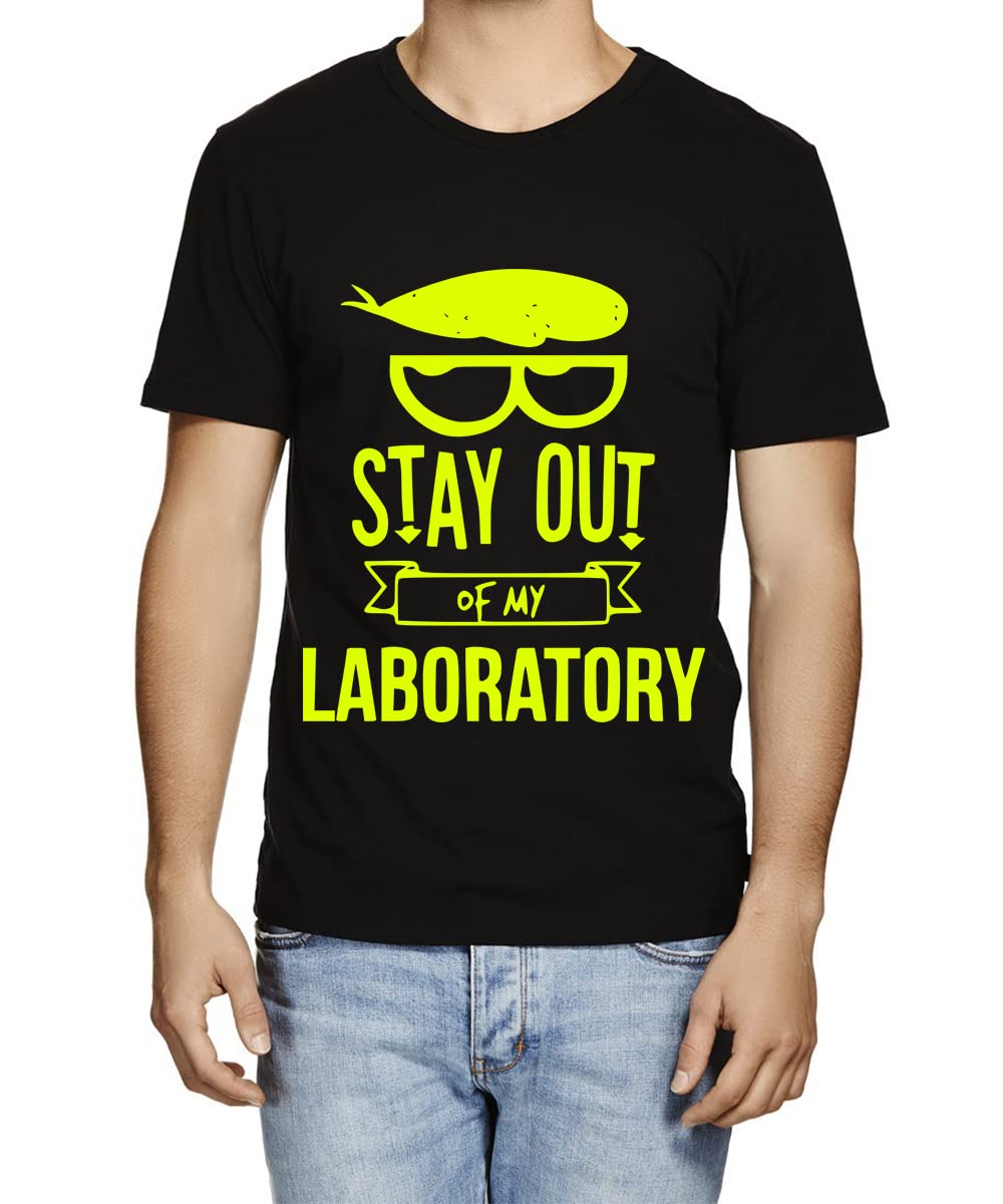 CaseriaMen's Cotton Printed T-Shirt -Stay Out Laboratory | 100% Cotton | Half Sleeves | Regular Fit | Printed | Round Neck | Graphic T Shirt