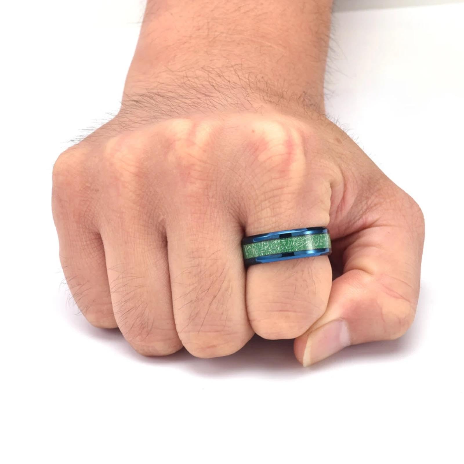 Ring Ringe Damen Bijouterie Herren 8 Mm Mattschwarzer Ring Für Männer, Sportlicher Hypoallergener Schmuck Mit Strukturierter Einlage, Unisex-Band, Fitness-Zubehör