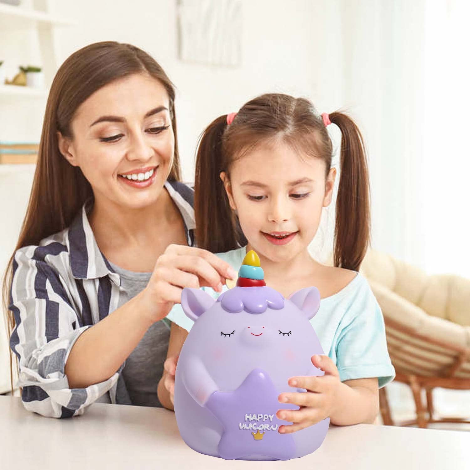 Unicorn Piggy Bank, Large Capacity Creative Money Coin Bank, Plastic Shatterproof Money Bank with Opening, Unicorn Toys for Girls Boys Kids Age 3-8, Great Gifts for Birthday, Christmas