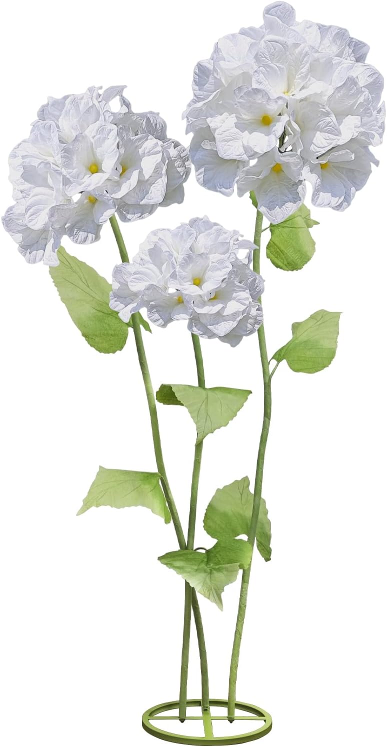 3Pcs Artificial Hydrangea Flowers for Outside, Large Flower Decorations for Birthday Party, Fake Flowers for Garden, Hote l Officel, Home Farmhouse Decor, Wedding, Art Gallery, Store-White Artificial Hydrangea Flowers-white-3pcs