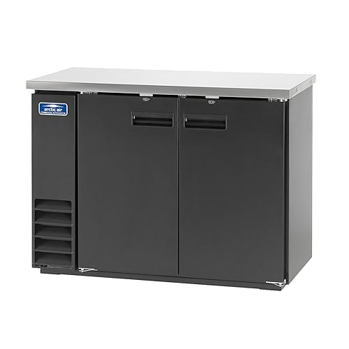Arctic Air ABB48 Refrigerador de barra trasera de 49 pulgadas (2) puertas sólidas, acero inoxidable, negro, 115 V