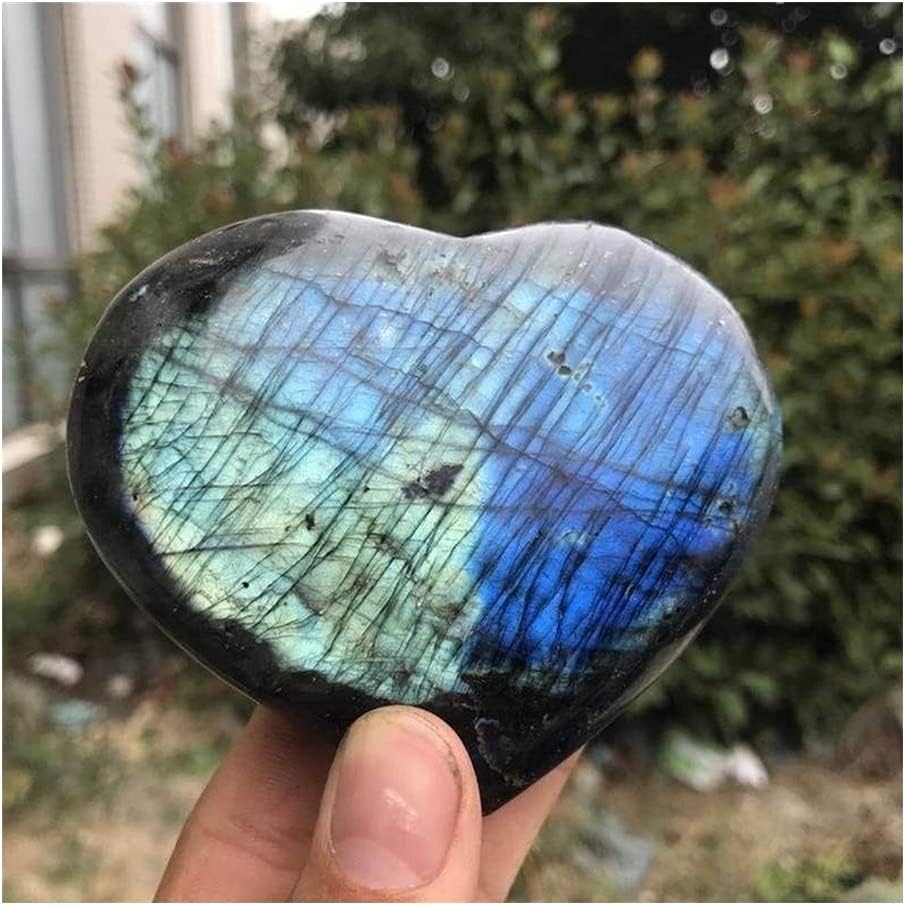 ファッション 天然水晶明るいハローラブラドライト石ハート形装飾