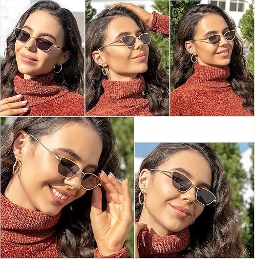 Image of Diamond Shape Cat Eye Women's Sunglasses Lightweight Frames Provide Uv Protection,Small Metal Frames Making Them Ideal For Everyday Wear.,Non-Polarized