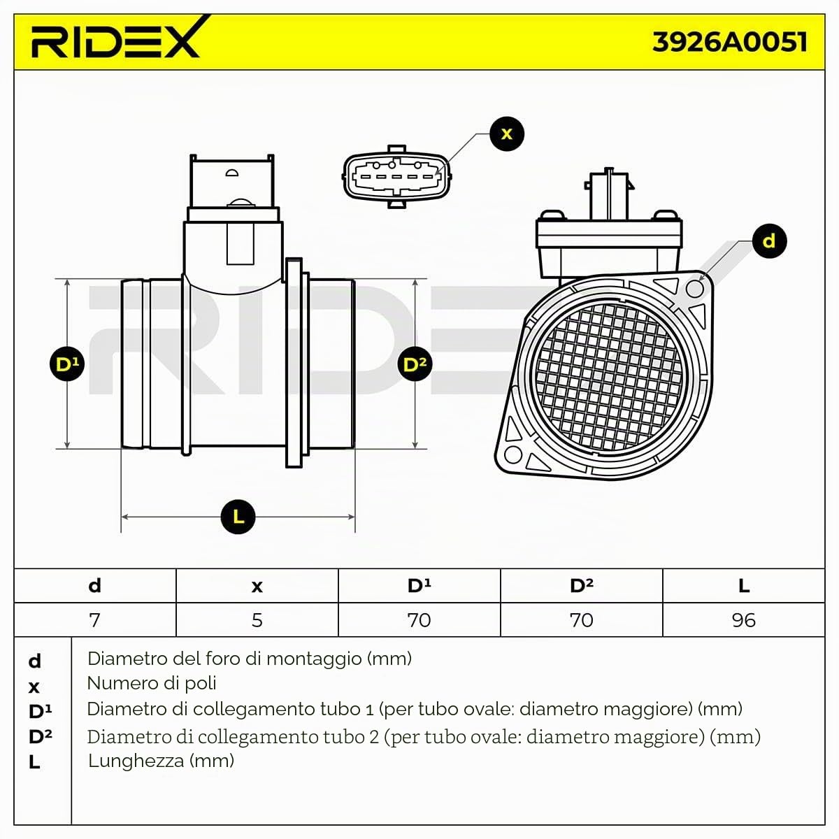 RIDEX 3926A0051 Debimetro Compatibilità con ALFA ROMEO 147 937