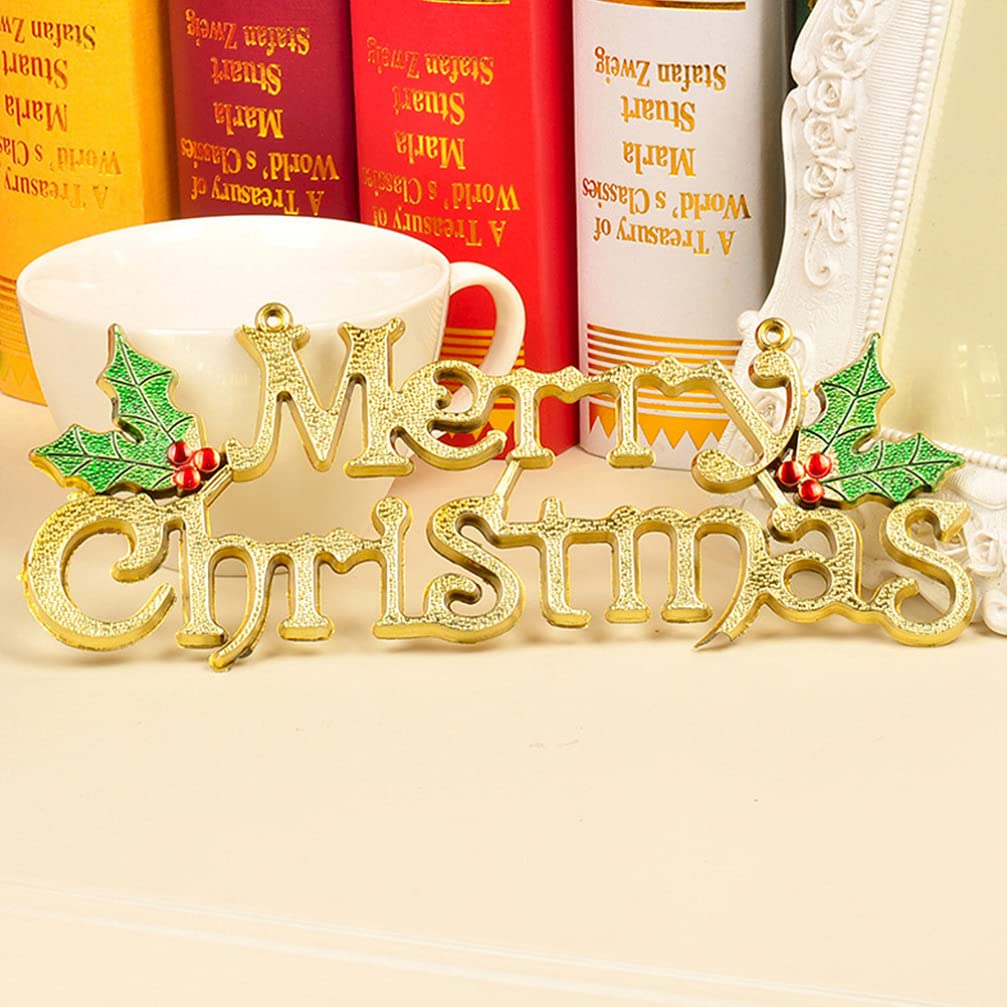 DOITOOL 12Pcs Merry Christmas Sign Glittery Christmas Hanging Signs Door Plaque Wall Hanging with Holly Berries for Tree Wreath Wall 15cm - Image 4