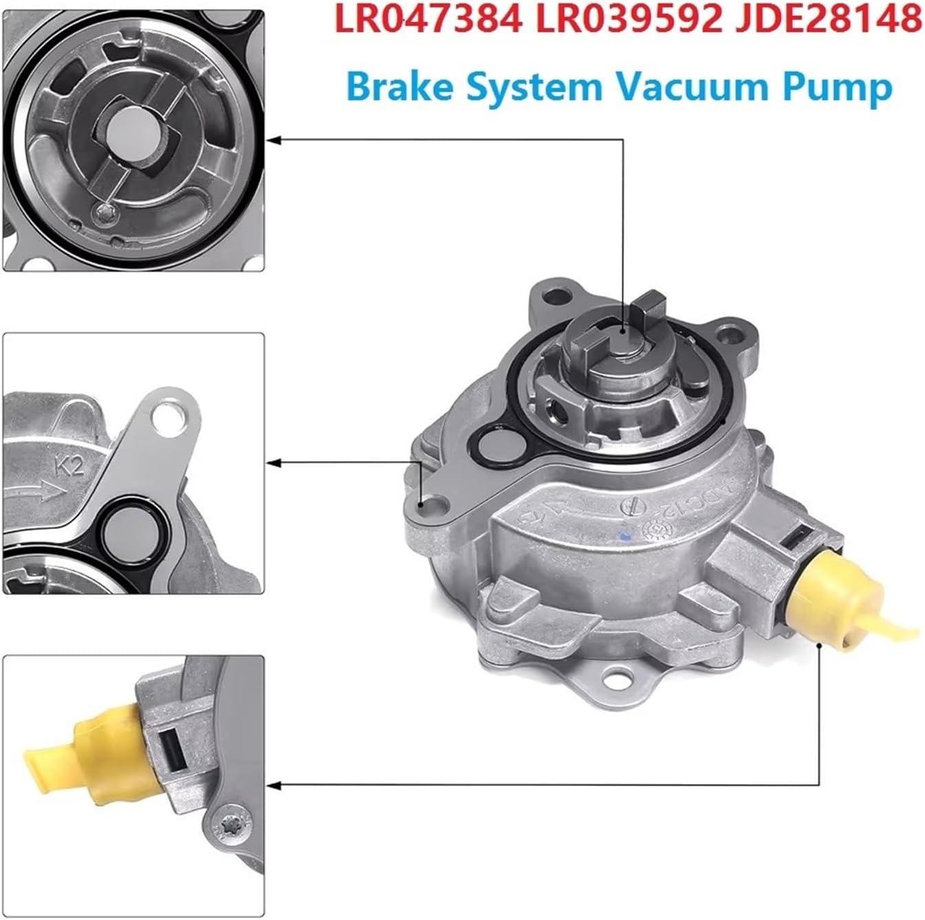 LR047384 2.0L Booster Brake Vacuum Pump LR025601 LR039592 Compatible with Volvo Compatible with Land Rover Freelander 2 Evoque Discovery Sport Compatible with Jaguar