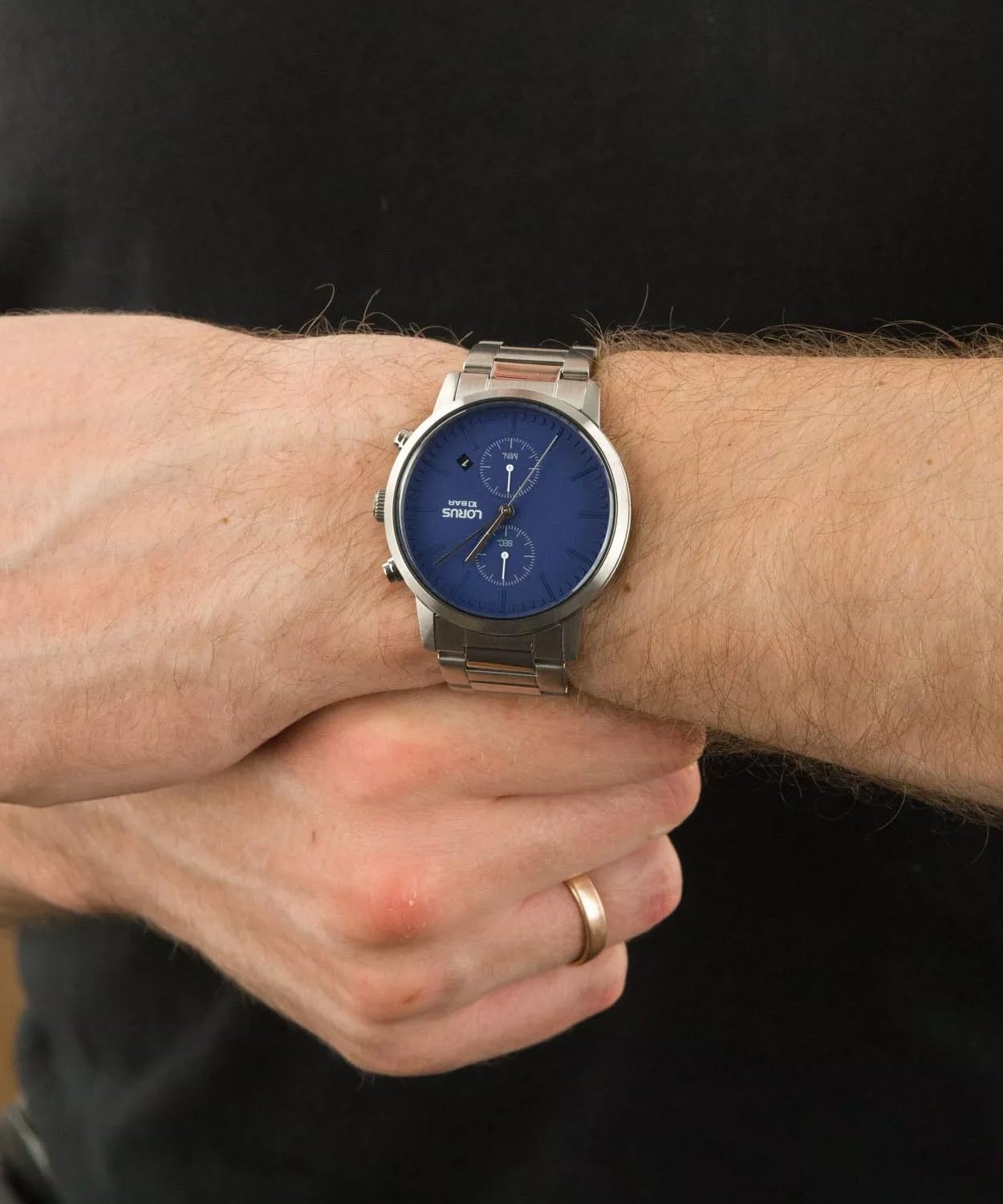 Lorus Reloj cronógrafo azul de acero inoxidable de 42 mm para hombre RW413AX9
