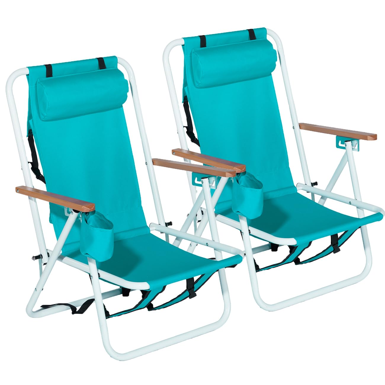 Vasitelan 2-Pack Lightweight Portable Folding Camping Beach Chair for Adults, Outdoor Lay Flat Folding Beach Chairs with 4 Positions, Backpack Beach