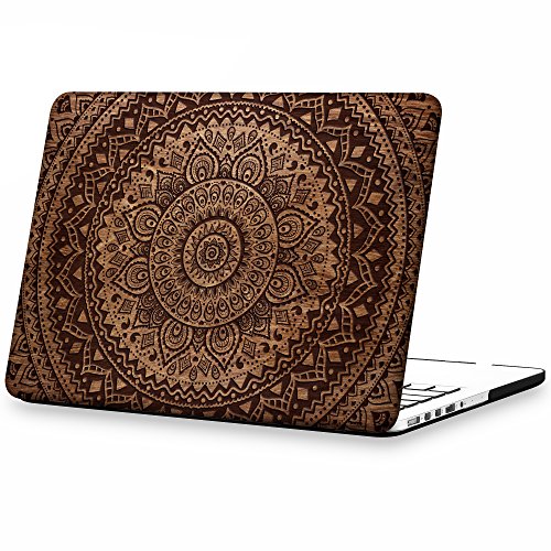 iCasso Macbook Retina 13 Inch Case Art Printing Matte Hard Shell Plastic Protective Cover For Macbook Pro 13 Inch Retina No CD-ROM Model A1425/A1502 (Mandala&Wood&2)