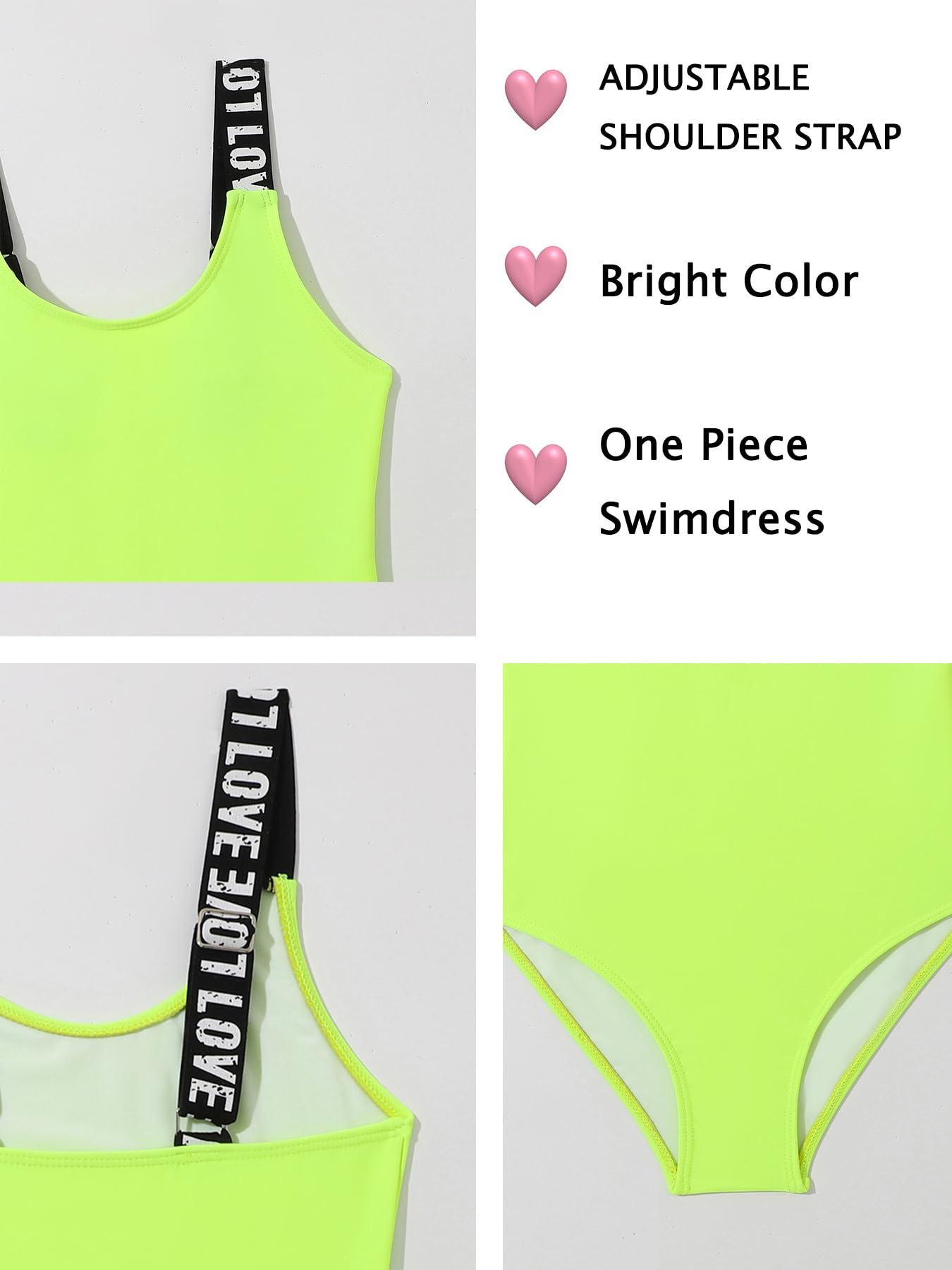 Maillot de bain une pièce pour fille Bretelles réglables
