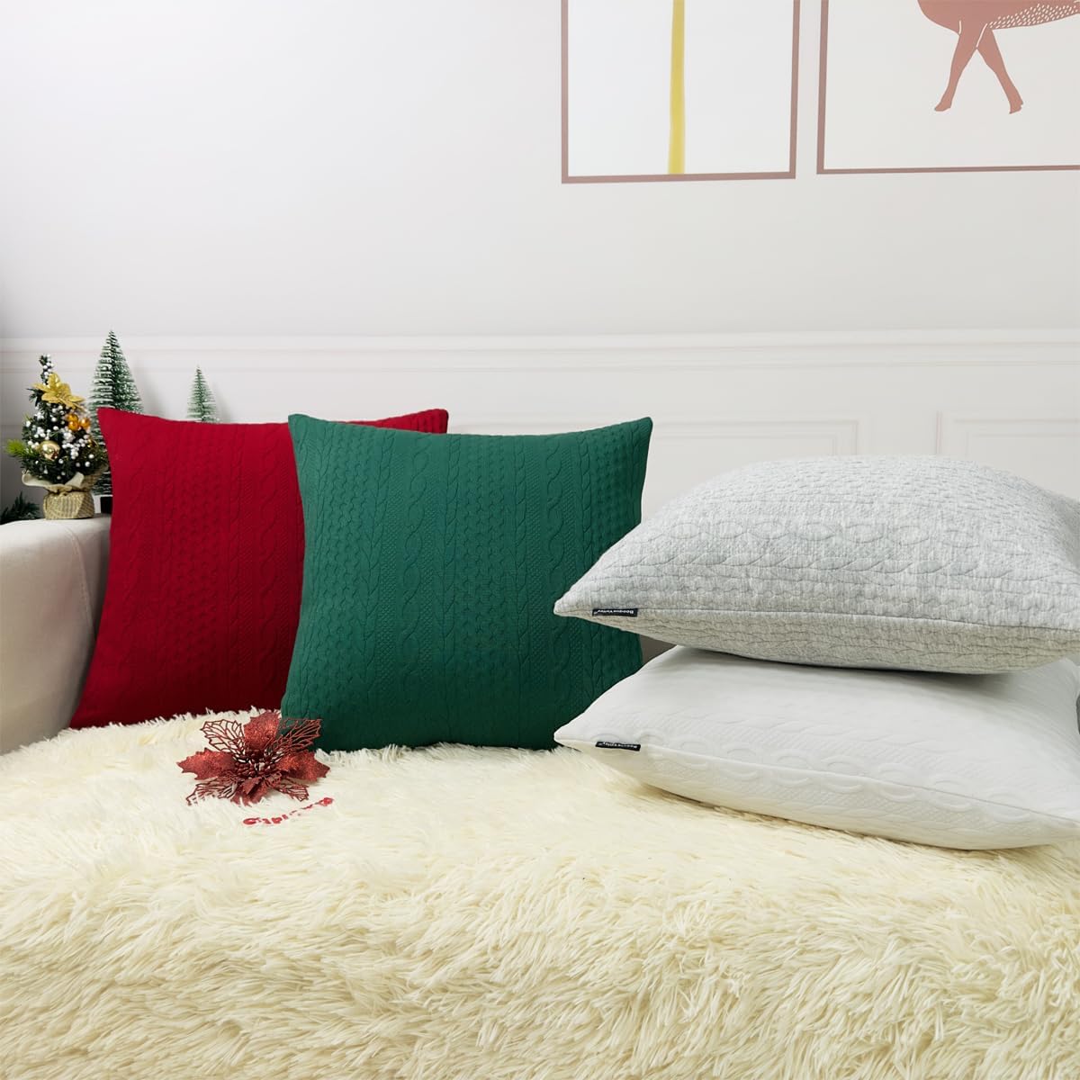 Booque Valley Throw Pillow Covers, Pack of 2 Super Soft Elegant Modern Embossed Patterned Red Cushion Covers Decorative Stretchy Pillow Cases for Sofa Bed Car Chair, Rectangular (Red)