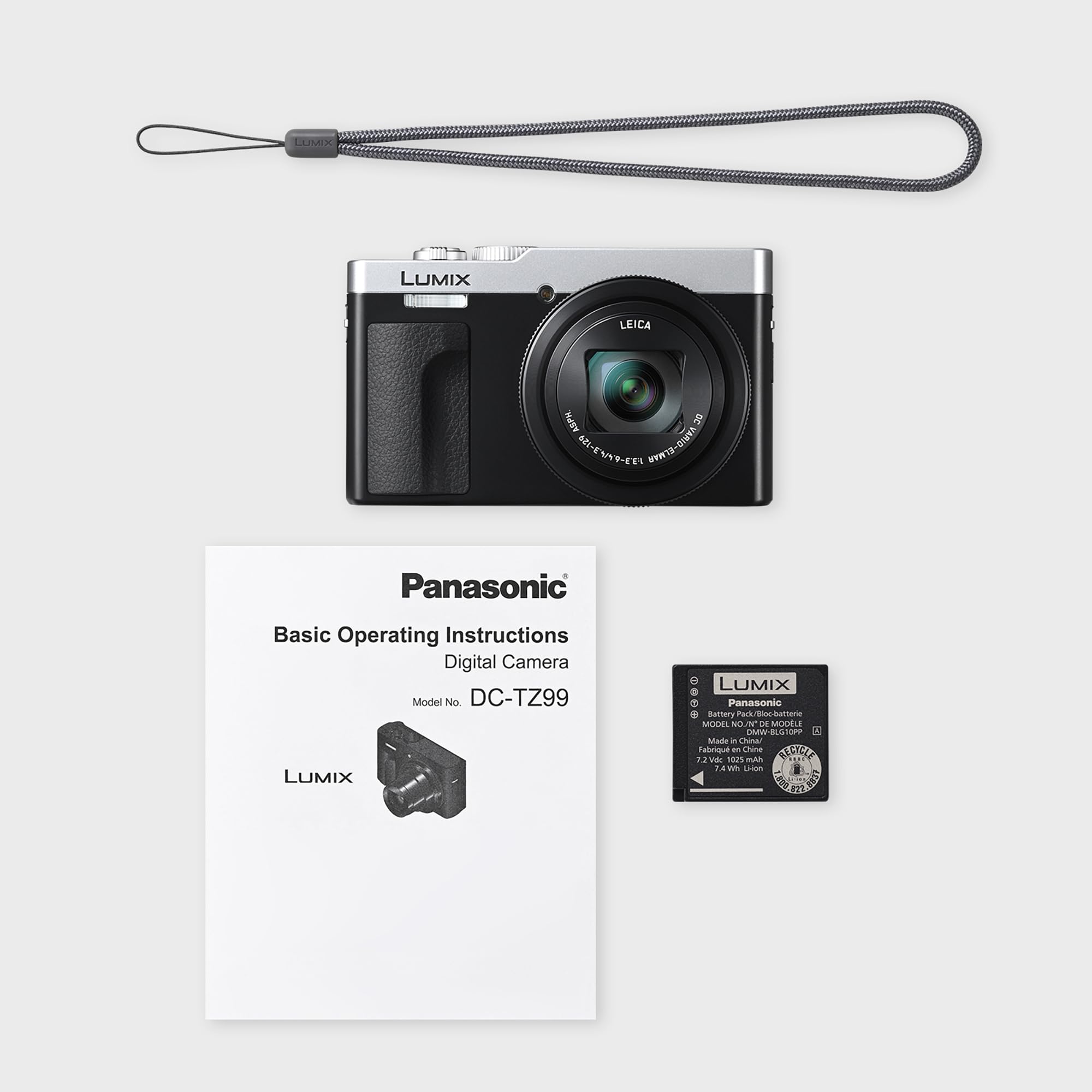 Panasonic LUMIX DC-TZ99E-S Cámara Compacta con Zoom para Viajes, Lente Leica DC, Zoom de 30x, 20,3 MP, Video 4K 30p, Monitor Inclinable, Wi-Fi, Bluetooth, Color Argento