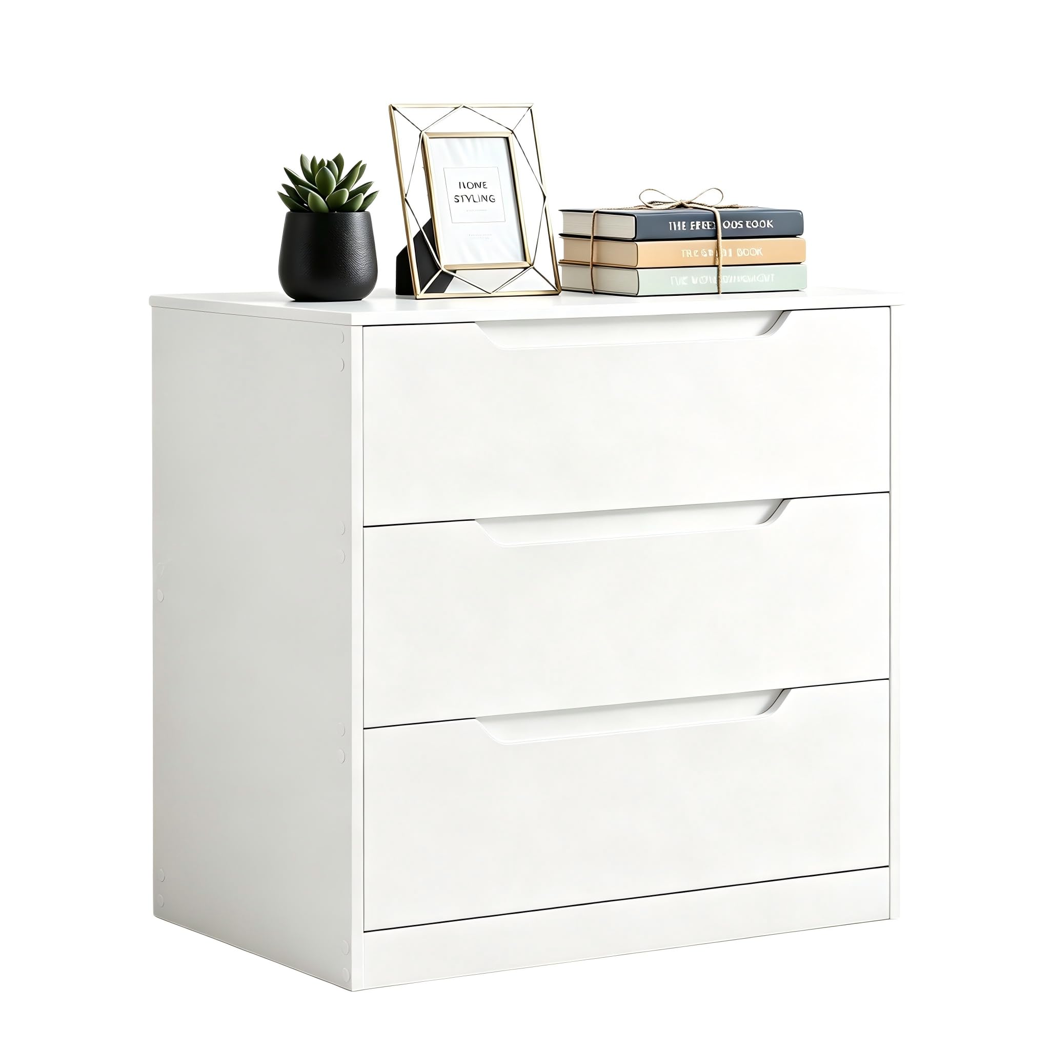 Kommode mit 3 Schubladen, Komodenschrank, Schubladenschrank, Melaminbeschichtung, Sideboard Aufbewahrungsschrank für Schlafzimmer Küche Wohnzimmer, 70x40x75cm, Weiß