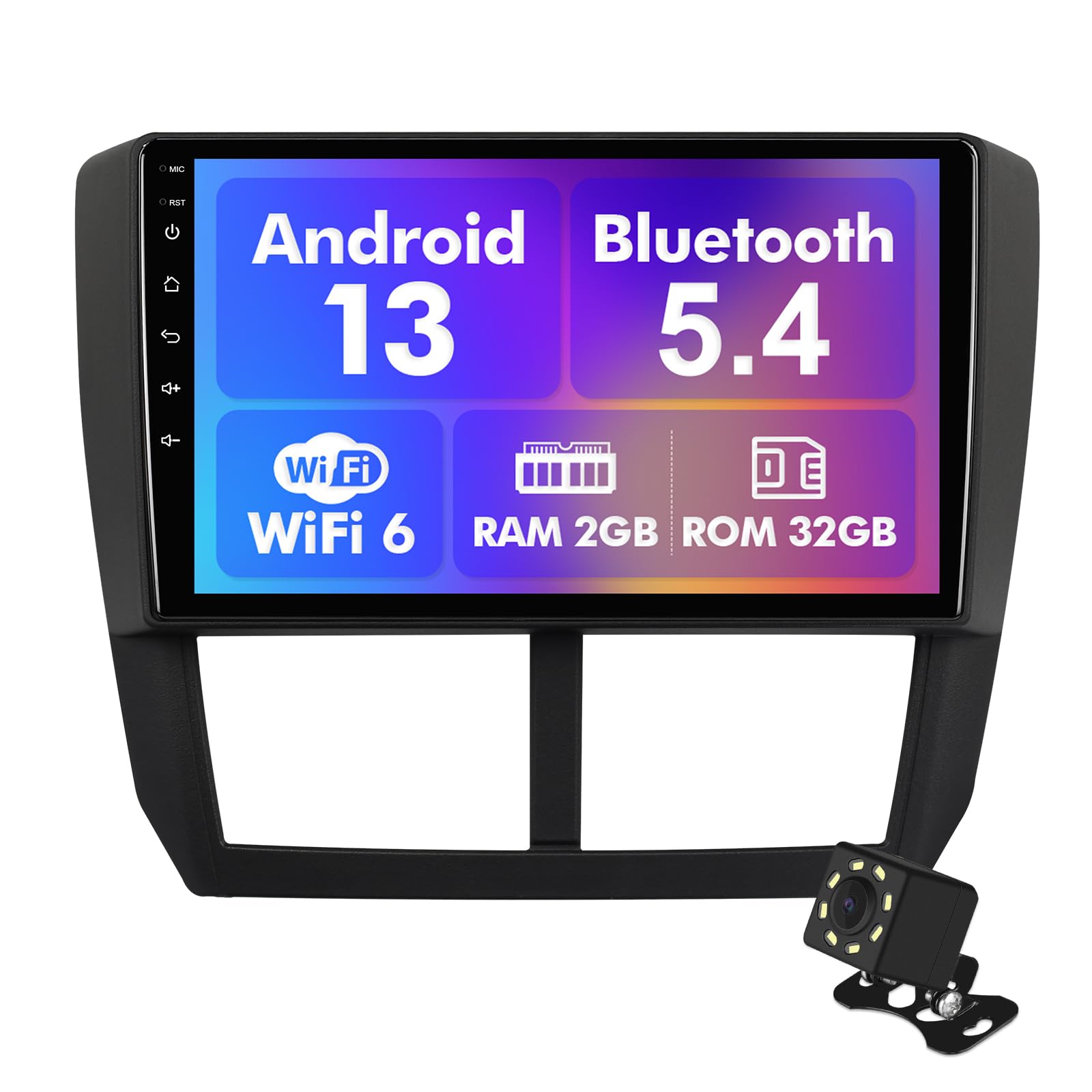 Android 13 Car Radio for 2+32G Subaru Forester 2008-2012 Impreza 2008-2011 9'' 1280 * 720 Touchscreen Car Stereo with Carplay Android Auto Backup