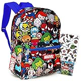 Marvel Avengers Backpack - 2 Pc Bundle With 16" Marvel School Backpack and Stickers for Boys Girls Kids Teens Adults (Marvel School Supplies)
