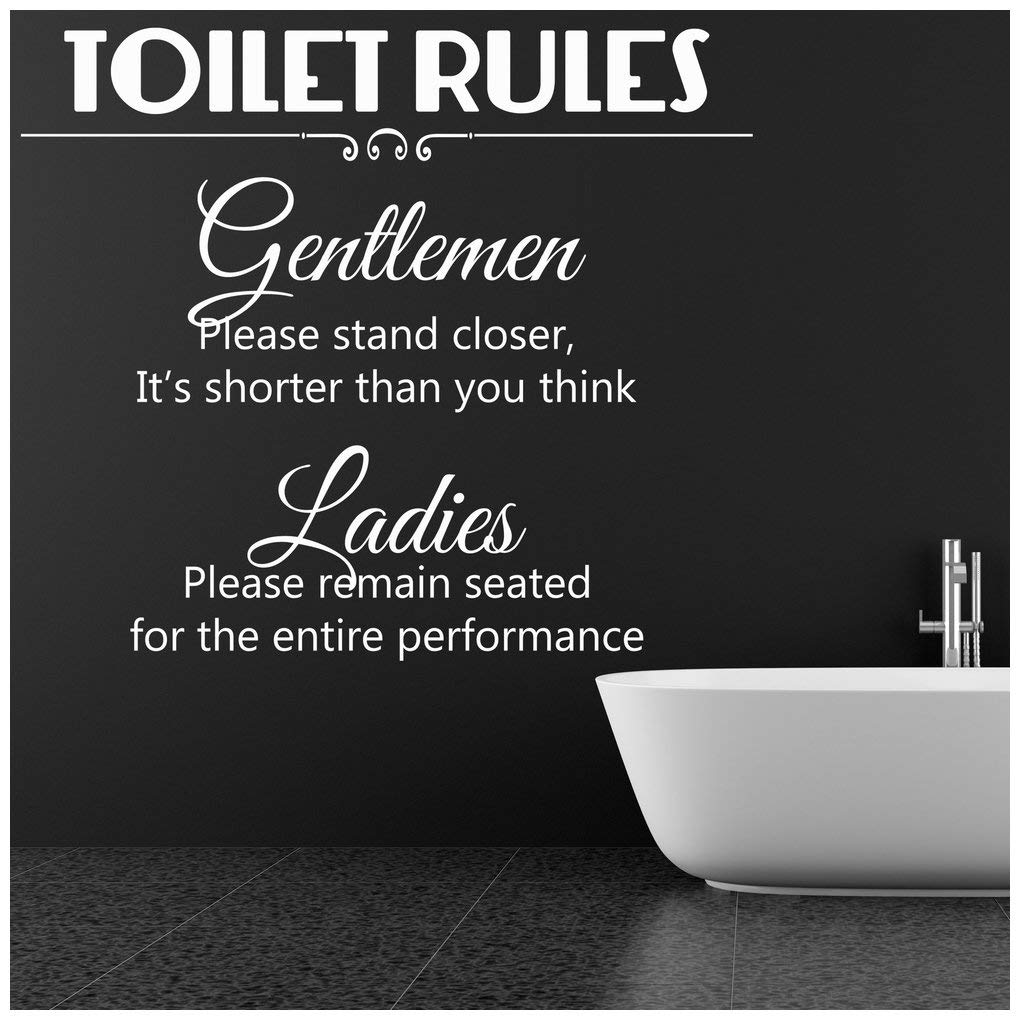 azutura Toilet Rules Ladies And Gents Wall Sticker available in 5 Sizes and 25 Colours Rose Pink