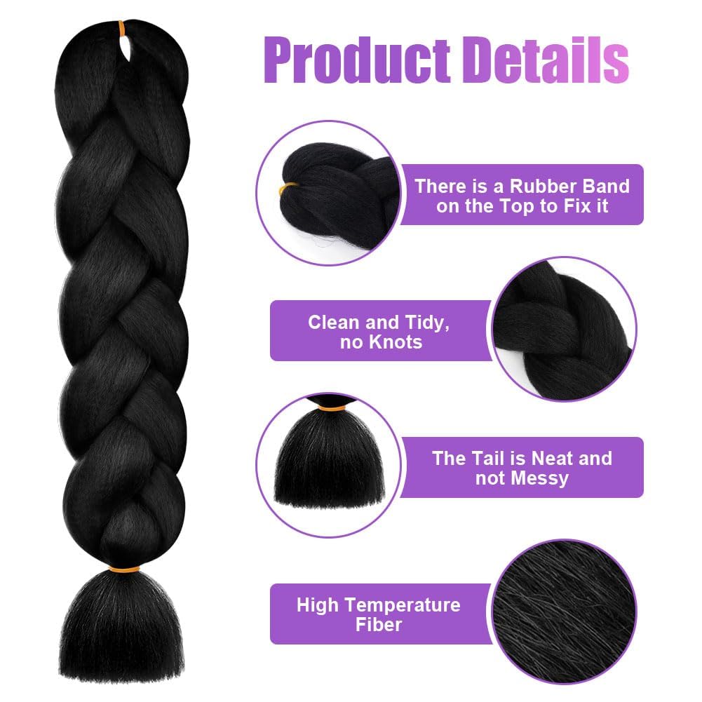 AUYAO Braiding Hair Extensions, 2Pcs Gradient Braid Hair Extension, Jumbo Braids Hair Extension Synthetic Wig - Image 3