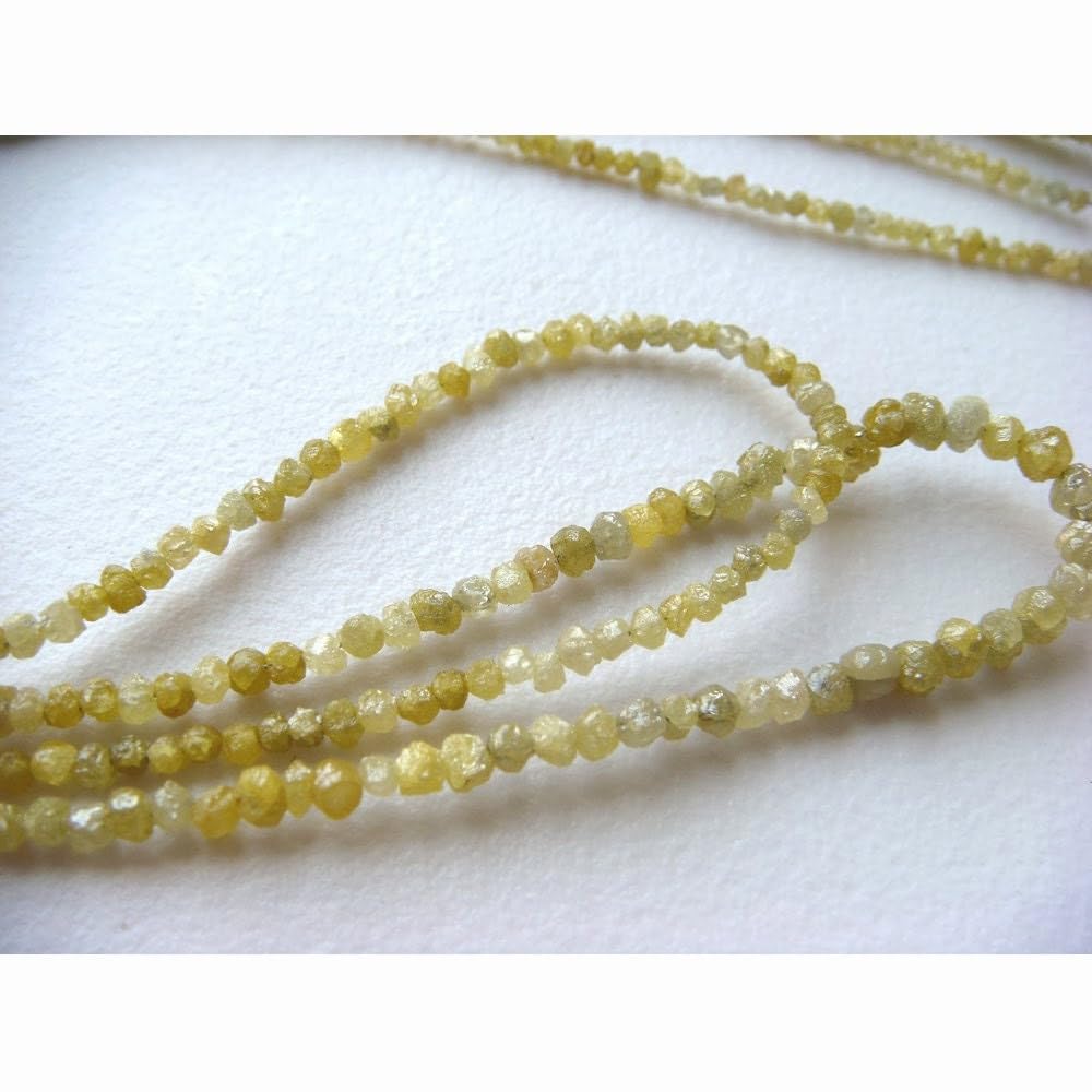 1,5 mm do 2,5 mm Żółte koraliki Rondelle, żółte surowe diamenty, diament bezkonfliktowy, surowe diamenty, naturalne rondelle diamentowe (4 cale do 8 cali), 1,5-2,5 MM, 4 cale