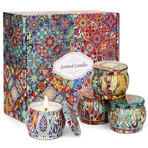 Velas Perfumadas Juego de 4 piezas, Linkax Velas Aromáticas de Regalo Mujer, Velas de Aromaterapia Cera de Soja, Regalos para día de la Madre, Cumpleaños, día de San Valentín, Navidad Cover