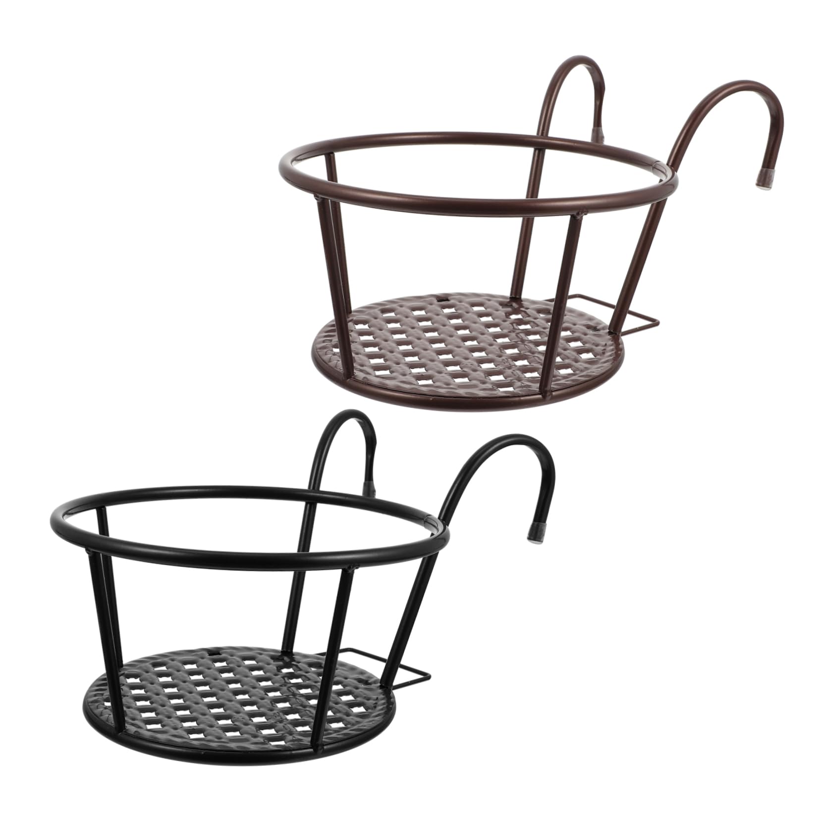 GALPADA 2Pcs Wall Mounted Railing Flowerpot Rack Durable Hanging Planter Holders for Balcony Deck and Patio Decor Elegant Design for Indoor and Outdoor Spaces Antique