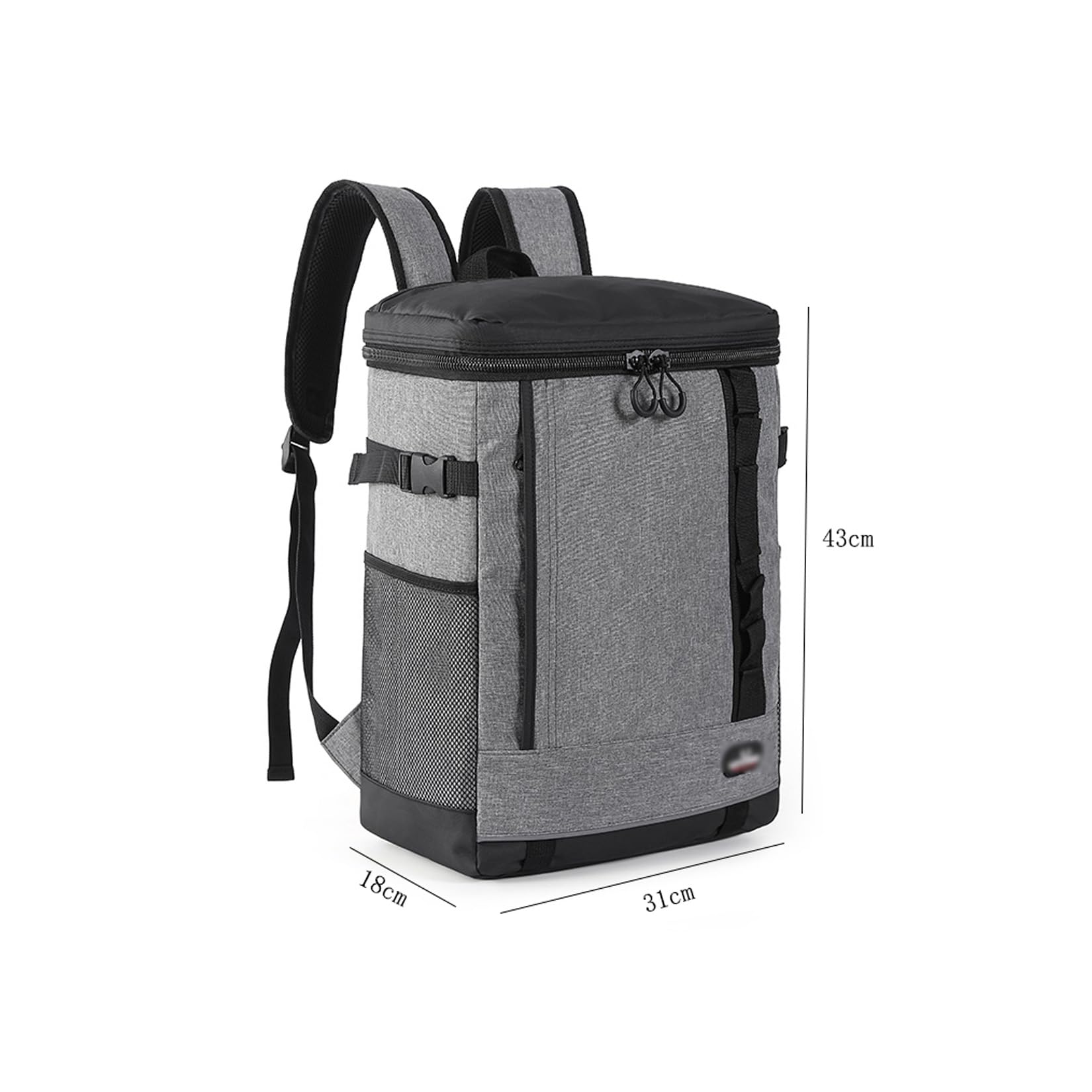 Bolsa Nevera Portátil, Bolsa Picnic Gran Capacidad, Forrada PEVA, 31 * 18 * 43 cm, Gris, Azul