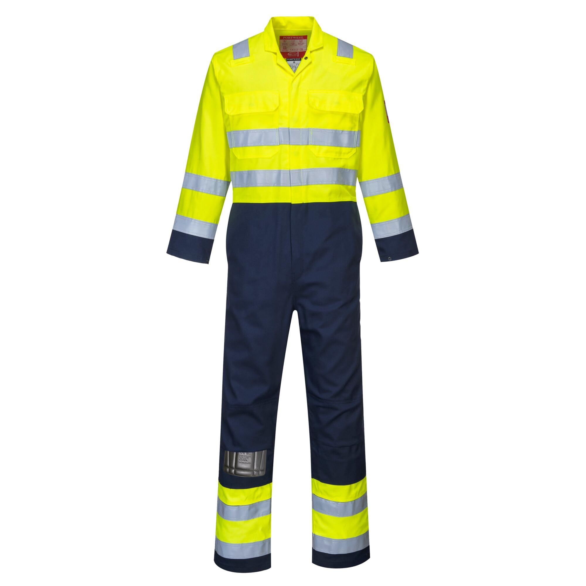 Portwest BIZ7 Tuta Intera Antistatica Bizflame Pro ad Alta Visibilità, Taglia M, Giallo/Navy