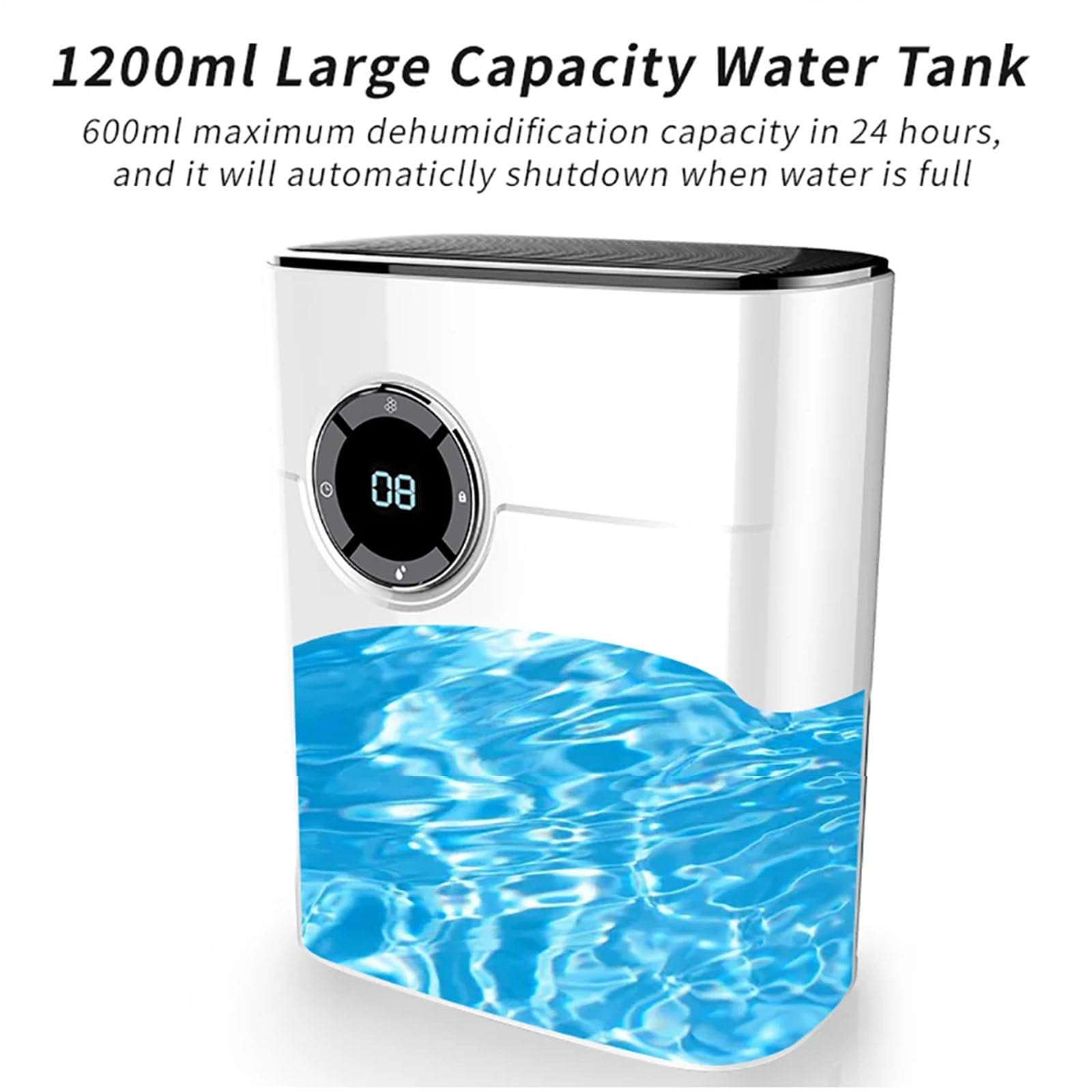 1200 ml elektryczny osuszacz powietrza do domu, niskie zużycie energii, funkcja czyszczenia, automatyczny wyłącznik czasowy przed wilgocią i pleśnią, do kuchni domowej,Silver