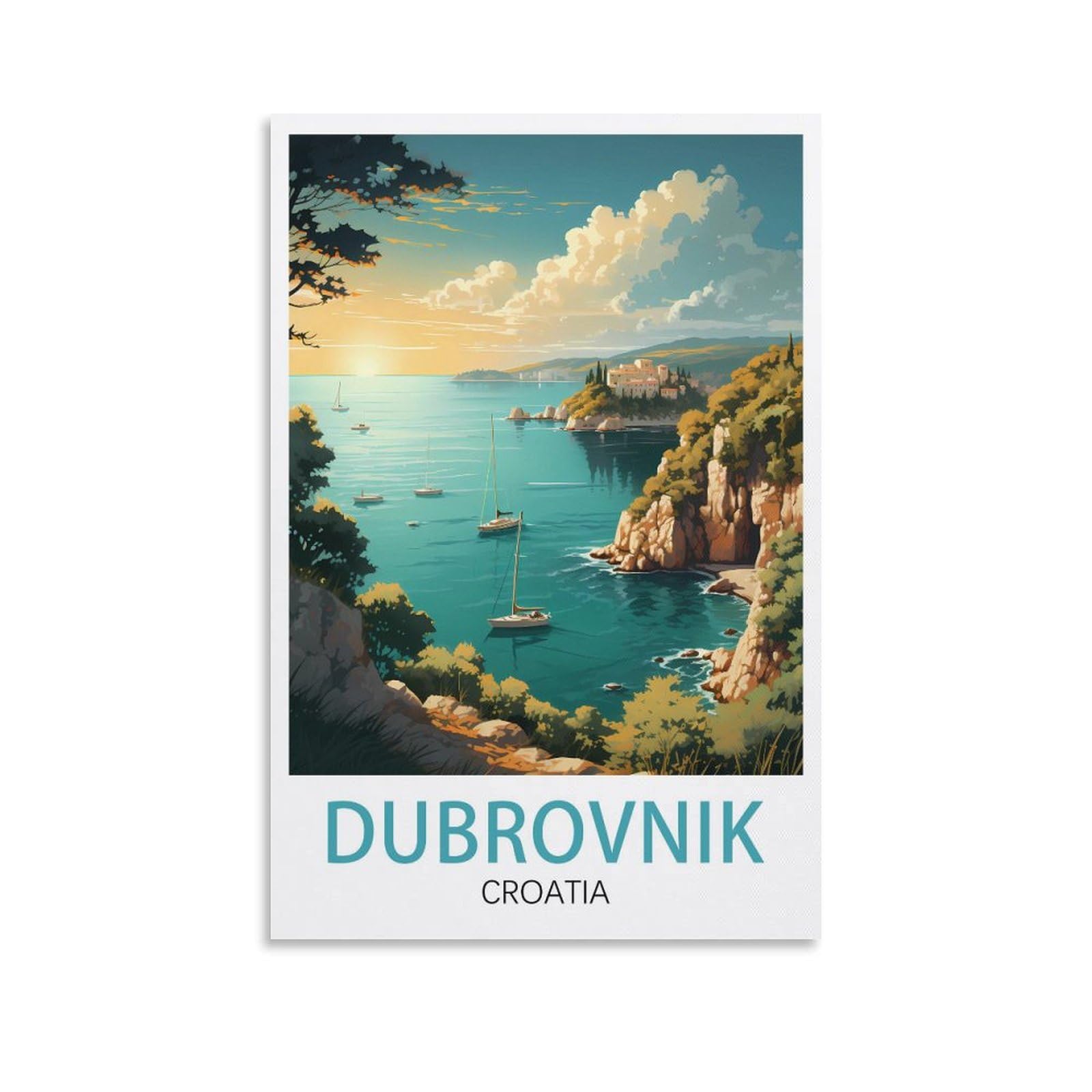 Ezmlfa A245 Diy Oil Painting Paint By Number Kit，Dubrovnik Croatias Acrylic Watercolor Paint By Number For Kids Gift Decor 30X40cm