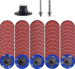 50Pcs Mixup 2 inch roll Lock Quick Change Discs Set, A/O Sanding Discs with 1/4" Holder, for Die Grinder Surface Prep Strip Grind Polish Finish Burr Rust Paint Removal
