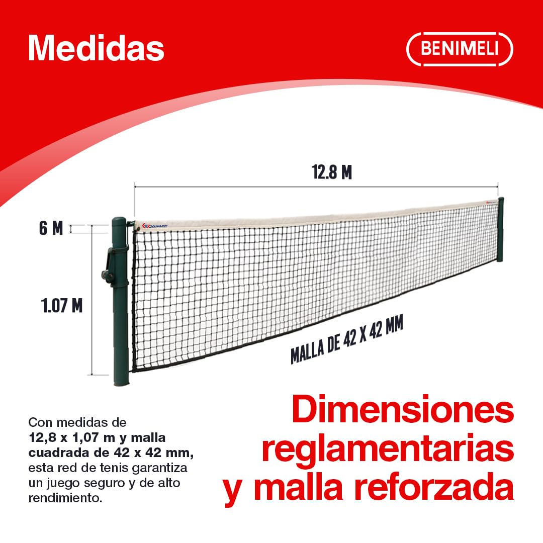 Red Tenis Profesional - Red Juego de Tenis en Casa y Playa, 12.80x1.07M, Cumple Norma EN-1510, Antidesgaste, Redes Juego Tenis para Entrenar y Competir en Tenis
