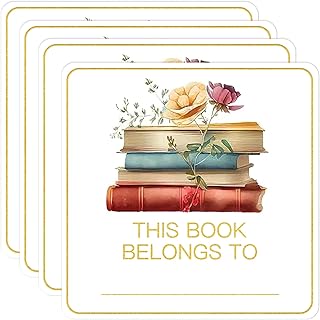 This Book Belongs to Stickers, Floral Designed Book Stamp Personalized Labels,Adhesive Name Labels Book Plates for School Supplies,40pcs Book Name Stickers