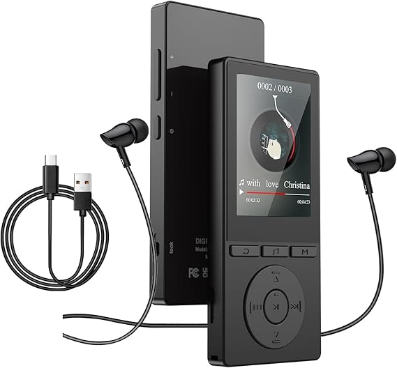 64GB MP3 Player with Bluetooth 5.3, Music Player with HiFi Sound for Sports Runners, 2.4" Screen MP3 Player Built in HD Speaker Voice Recorder FM Radio E-Book, Expanded Up to 128GB, Earphone Included