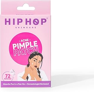 HipHop Skincare Acne Patch 72 Count - with Hydrocolloid | Absorbs Pus, Flattens Pimples | Quick-Acting, Waterproof & Transparent | For Men & Women, All Skin Types