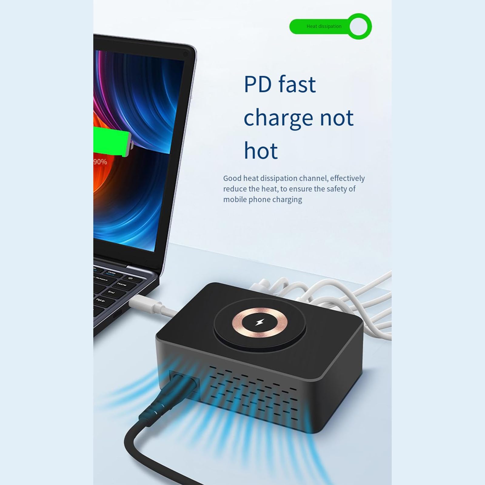 Ładowarka biurkowa 140 W Inteligentny wyświetlacz cyfrowy PD100W Szybkie ładowanie Nadaje się do telefonów komórkowych Notebook Ssanie magnetyczne Bezprzewodowe
