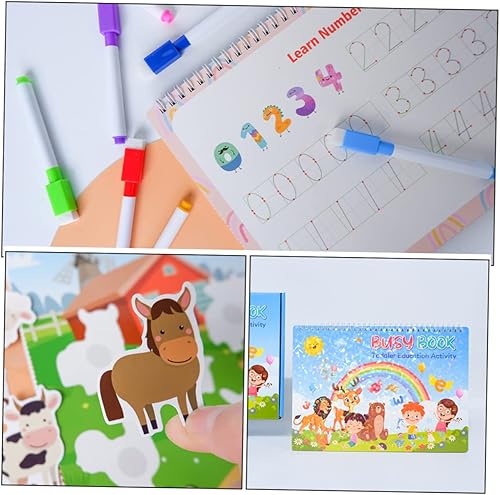 Miniatura 8 de ibasenice 1 juego de ilustración silencioso libro divertido para niños, calcomanías educativas para bricolaje, calcomanías educativas, juguete para