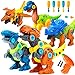 AYIQUTY Dinosaurier Montage Spielzeug, 5 Stück BAU Dinosaurier Spielzeug mit Schraubendreher und Bohrmaschine Montessori Spielzeug Kinderspielzeug Geschenk für Kinder ab 3 4 5 6 7 Jahre Junge Mädchen
