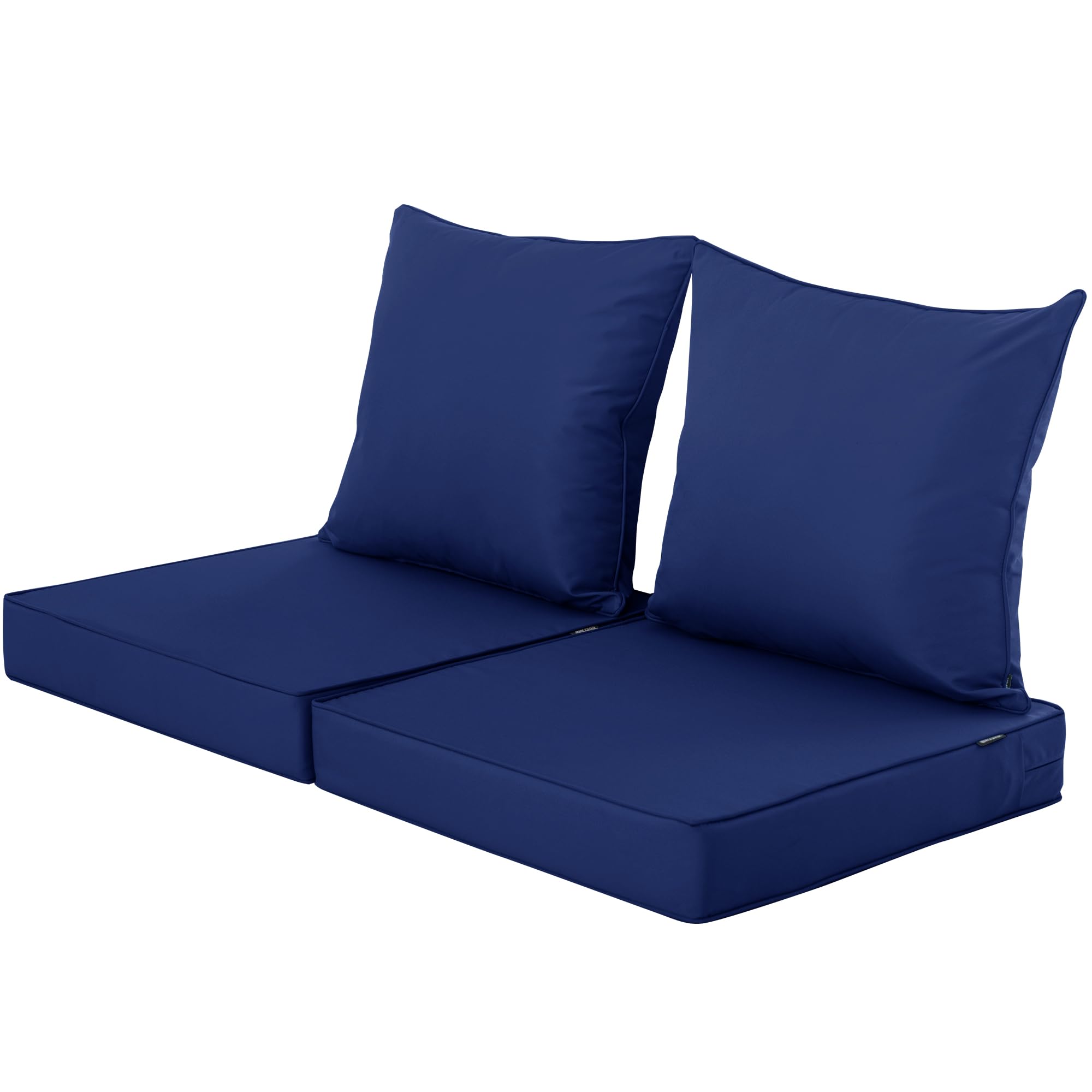 Outdoor Chair Cushions 22x22 Inch, Waterproof Fade Resistant Deep Seat and Backrest Cushion Set for Patio Furniture, Navy, Set of 2