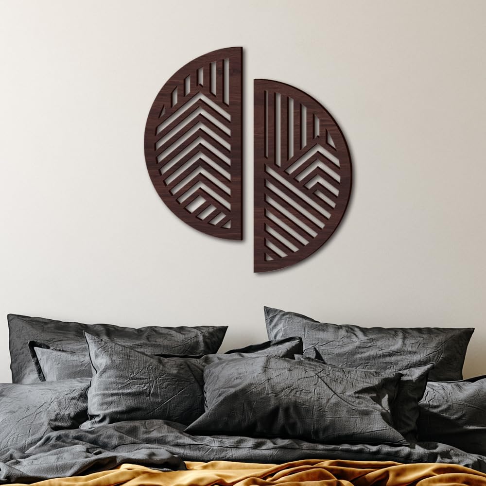 Geometric Wood Wall Art Decor, Modern Mountain Wall Sculptures Hanging Abstract Line Panels Decor