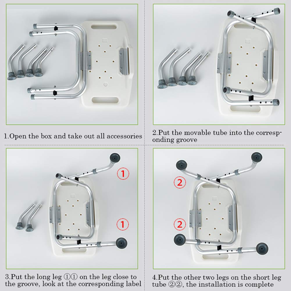 Asiento de Ducha Plegable con Reposabrazos y Pies Antideslizantes,Taburete de Baño de Altura Ajustable,Brindar Asistencia para Ancianos y Discapacitados