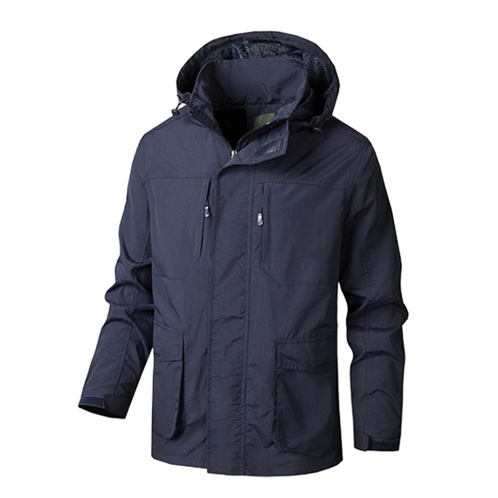 Generisch Chubasquero para hombre, cortavientos, chaqueta deportiva, cortavientos, plegable, chaqueta funcional con capucha, chaqueta de senderismo, chaqueta de entretiempo, chaqueta ligera softshell