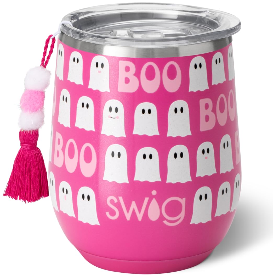 Swig Life 12oz Wine Tumbler with Lid, Stainless Steel, Dishwasher Safe, Portable, Triple Insulated Wine Tumbler (Faboolous)