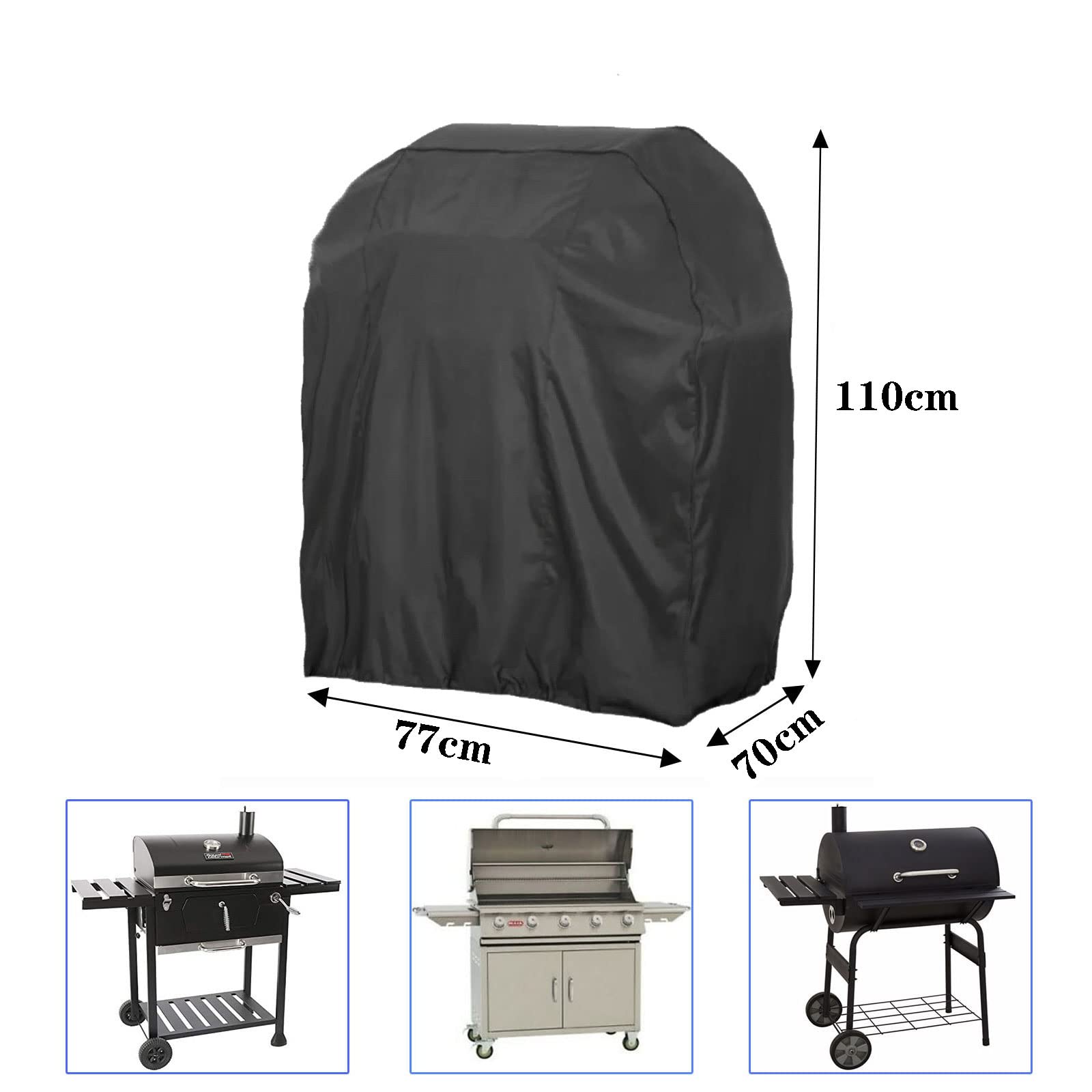 Pokrowiec na grill, 77 x 70 x 110 cm, plandeka na grill gazowy Oxford 420D, odporna na warunki atmosferyczne, wodoszczelna, odporna na rozerwanie, ochrona przed promieniowaniem UV