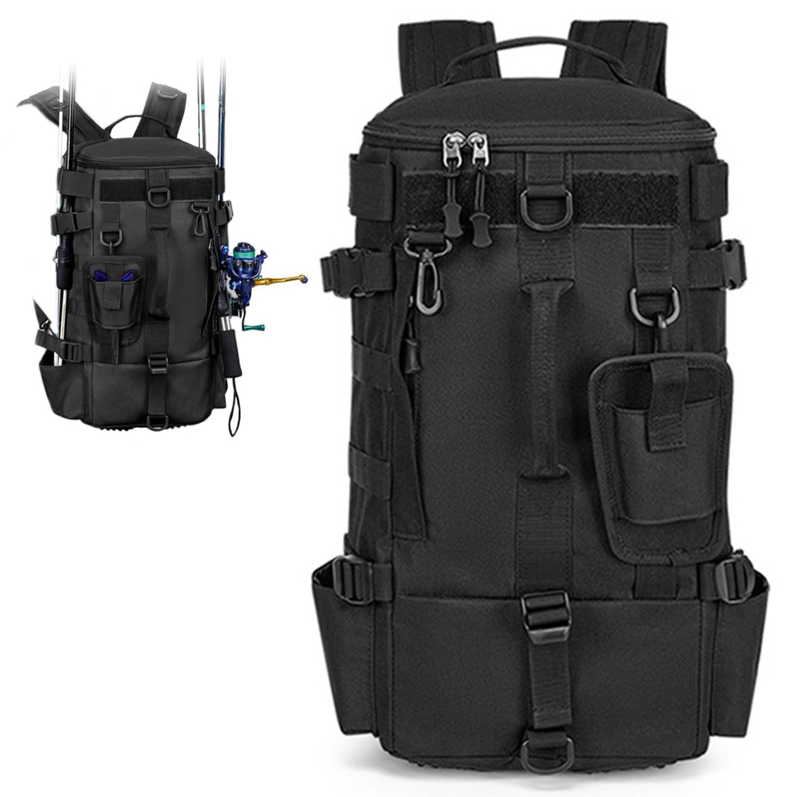 Zaino da Pesca, Borsa da Pesca Impermeabile in Tessuto Oxford,Zaino Multifunzionale di Grande Capacità, adatto per Campeggio, Ciclismo, Pescas, Sport All'Aperto