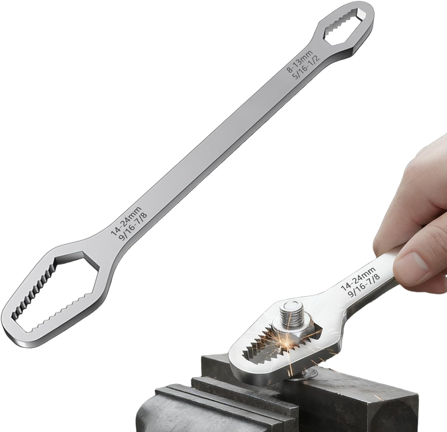Self-Adjusting Wrench, Double Ended Self Tightening Adjustable Multifunctional Tool for Industrial Maintenance