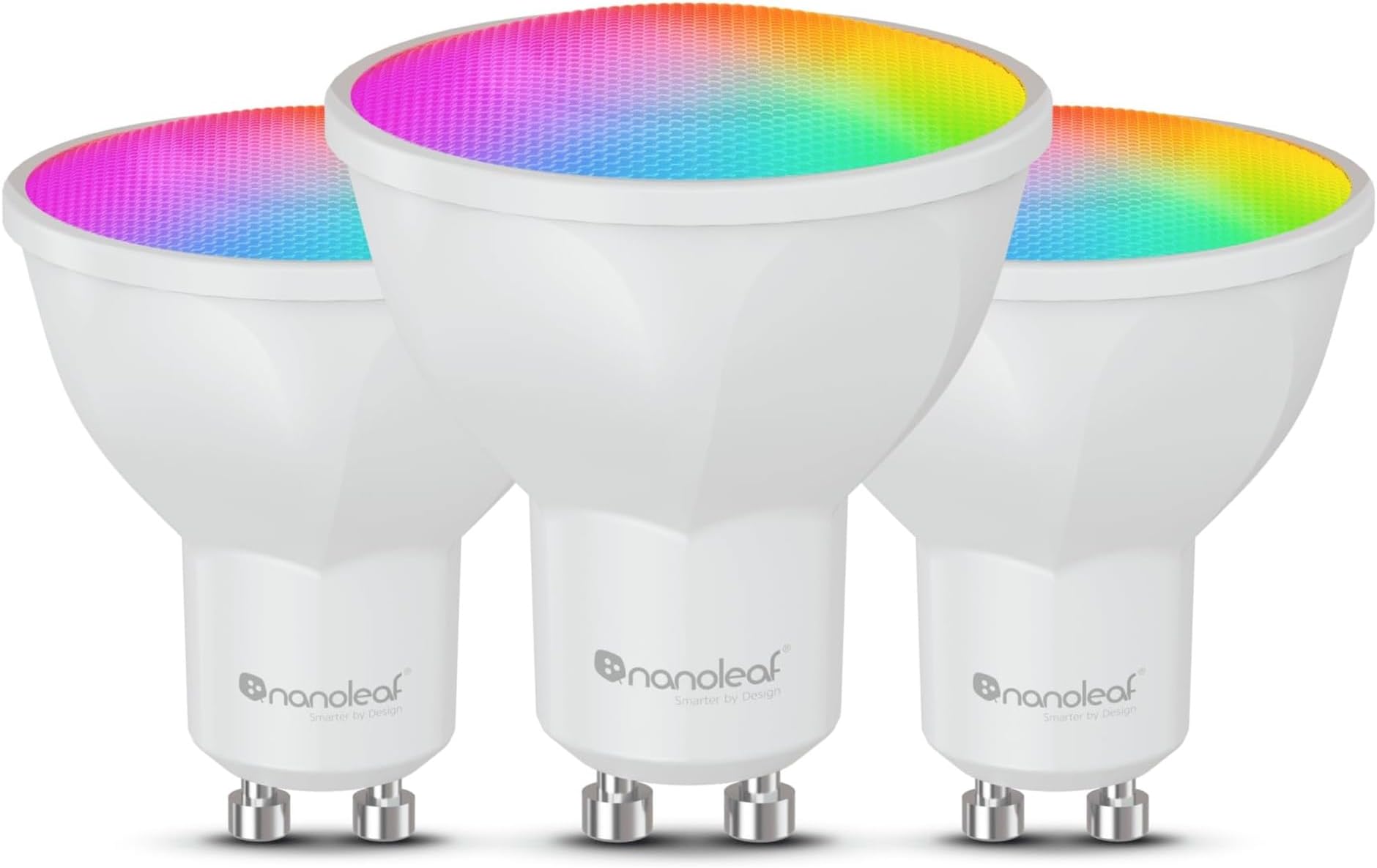 Nanoleaf Matter Essentials GU10 LED Bulbs, Pack of 3 RGBW Dimmable Smart Bulbs - Matter Over Thread, Bluetooth Colour Changing Light Bulbs, Works with Google Apple, Room Decor & Gaming