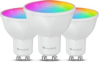Nanoleaf Matter Essentials GU10 LED Bulbs, Pack of 3 RGBW Dimmable Smart Bulbs - Matter over Thread, Bluetooth Colour Chan...
