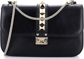 Pre-Loved Glam Lock Shoulder Bag Leather Medium, Black
