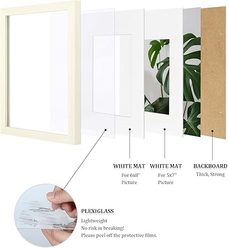 Vista 12 de Egofine Portarretratos de 9 x 12 pulgadas hecho de madera maciza con plexiglás, fotos de 5 x 7/6 x 8 con paspartú o de 9 x 12 pulgadas sin paspartú